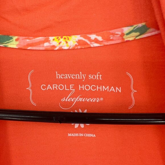 Carole Hochman Heavenly Soft Coral Orange Open Front Cardigan Women's Large - Picture 2 of 4